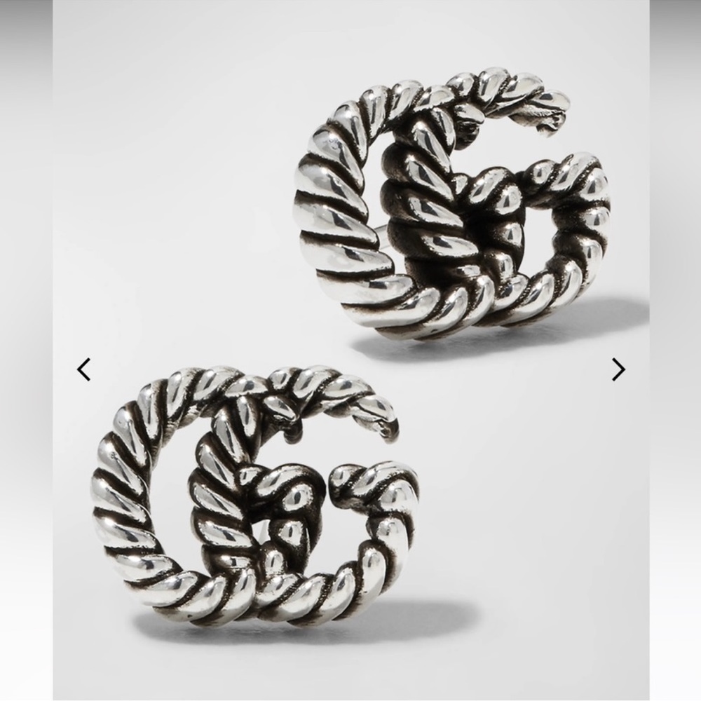 Gucci Silver-Tone Twisted Double G Rope Earrings